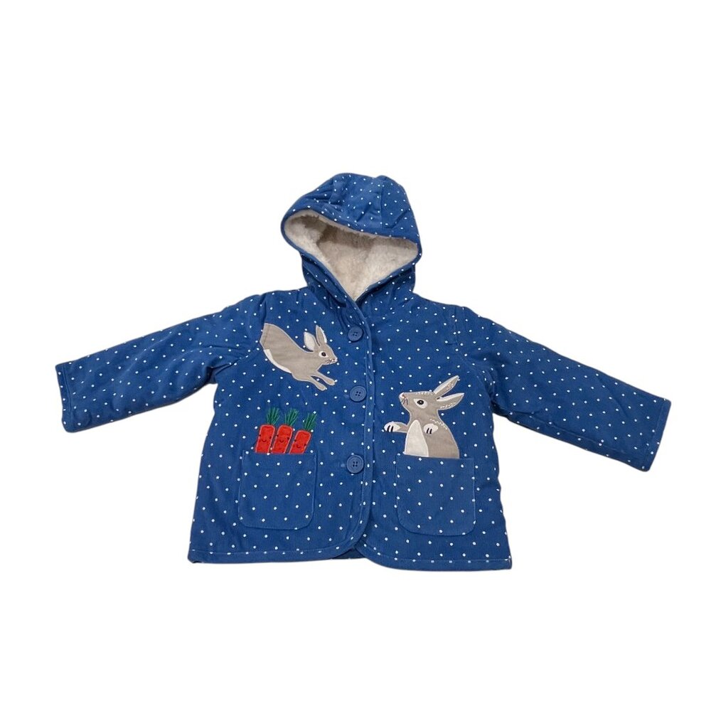 Mini Boden Corduroy Hooded Jacket, Bunny Applique, Blue 9-12 mo